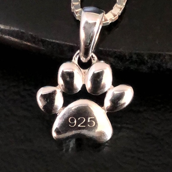 Sterling Silver Paw Print Necklace - Picture 8 of 8